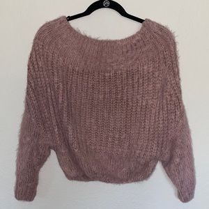 Cozy mauve off the shoulder sweater